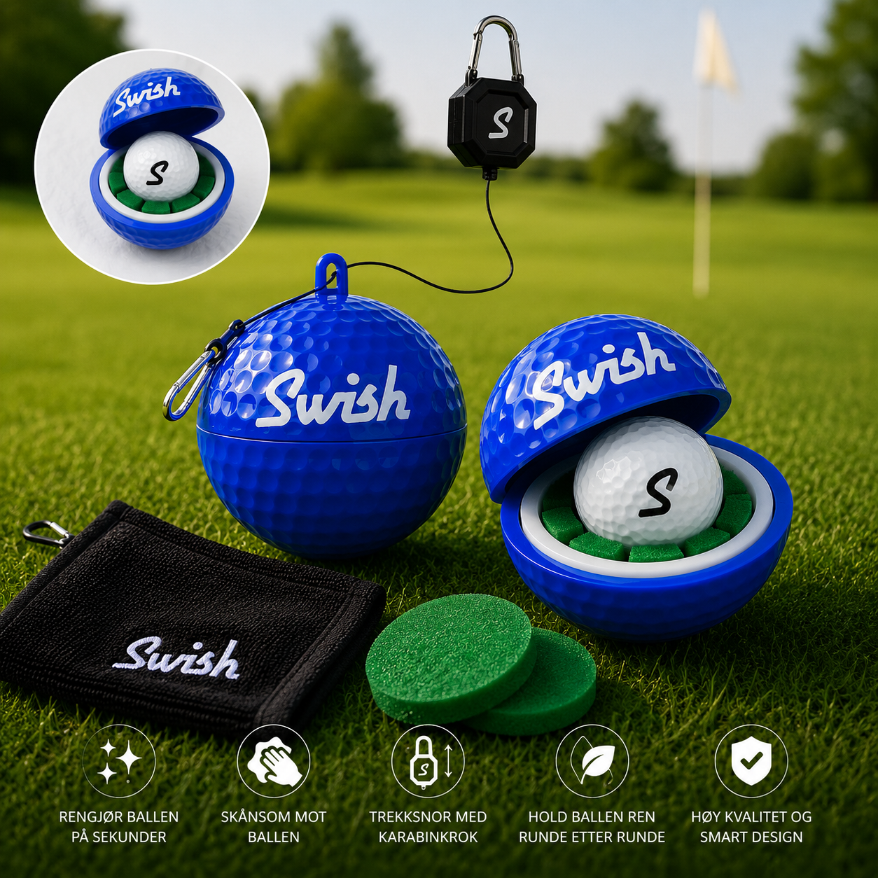 Swish golfballrenser blå