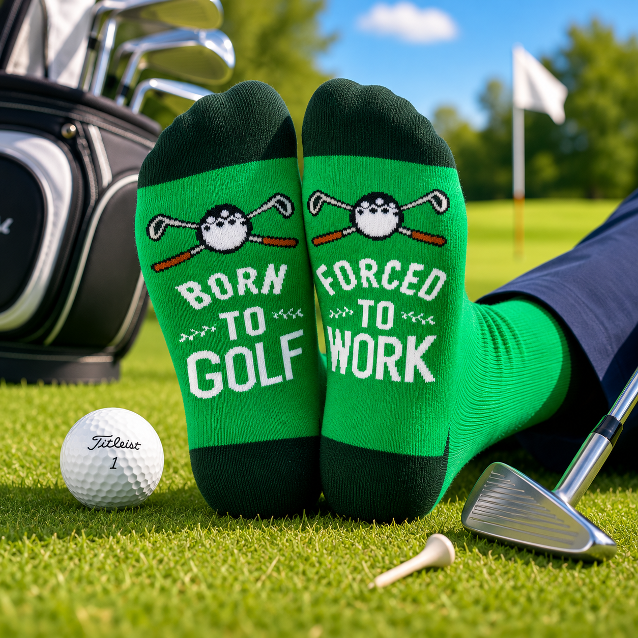 Født til å spille golf, tvunget til å jobbe – sokker